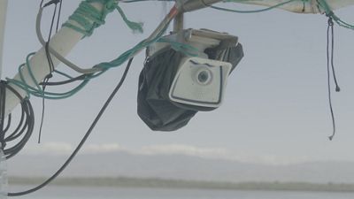 An electronic monitoring camera on a fisheries boat.