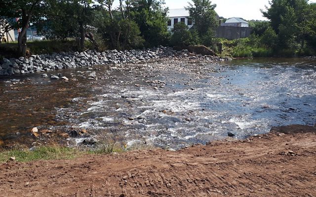 The dam after its removal in 2018. The removal yielded 400 meters of impounded stream restored and 16 km or upstream river connected.