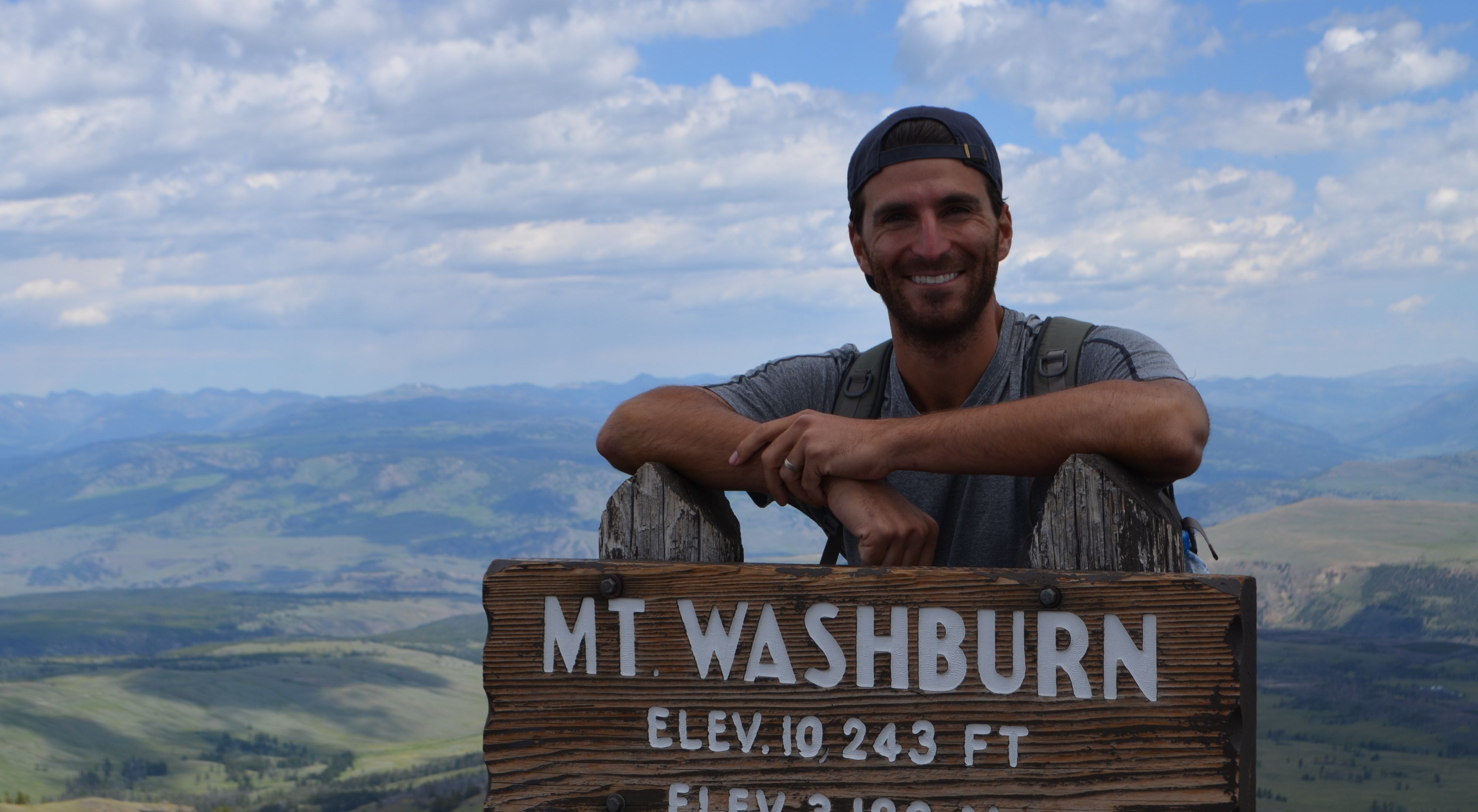 Eric Fisher, chief meteorologist at WBZ TV in Boston, enjoys spending time outdoors. Pictured here at Mount Washburn in Yellowstone National Park.