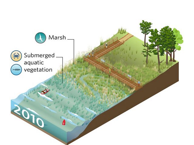 An infographic shows a gradient spanning from water to land.