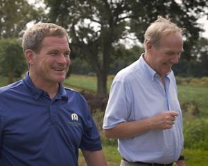 Farmer Trey Hill (left) and landowner Joe Hickman.