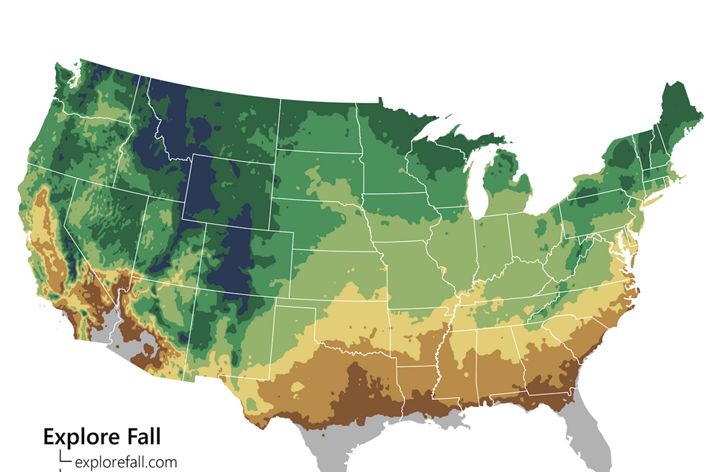 A map of the United States dedicates different colors to regions of the country.