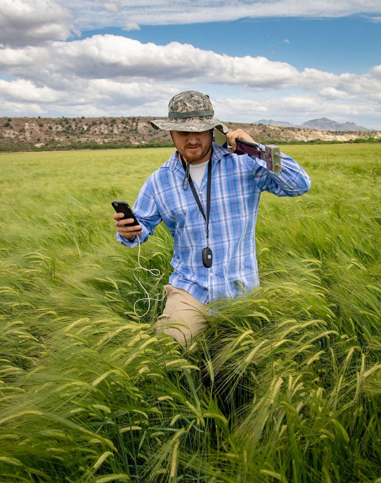 ASU graduate student Raul Rosevear doing soil sample wo