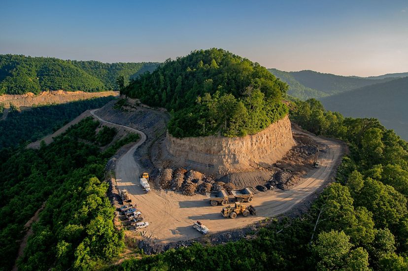 a mountaintop that has been carved by coal mining