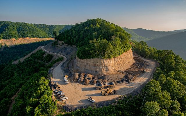 a mountaintop that has been carved by coal mining