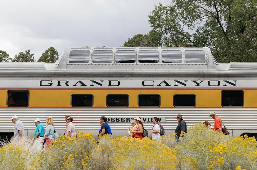 Tourists disembark the Grand Canyon Railway.