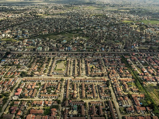 An aerial view of the outskirts of Nairobi