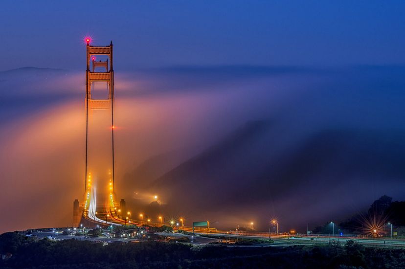 The Golden Gate Bridge in fog