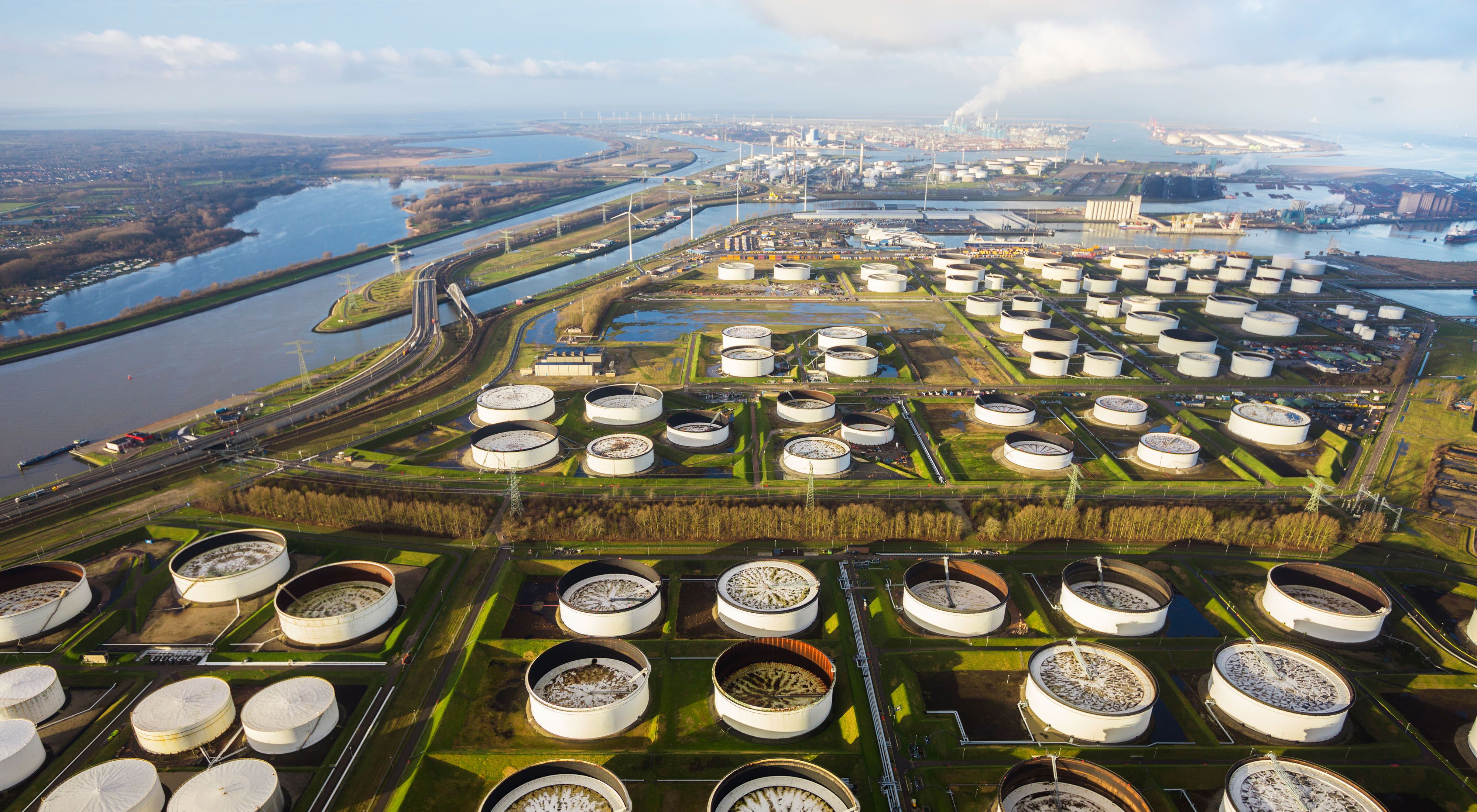 Petroleum storage at the Port of Rotterdam.