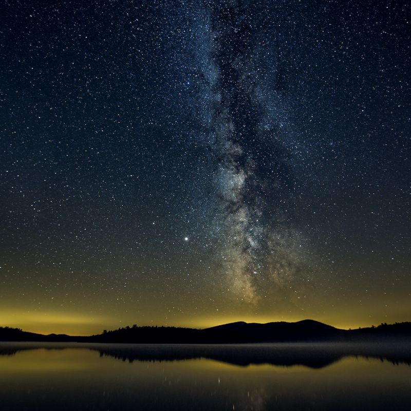 A panoramic view of the night sky at Follensby.