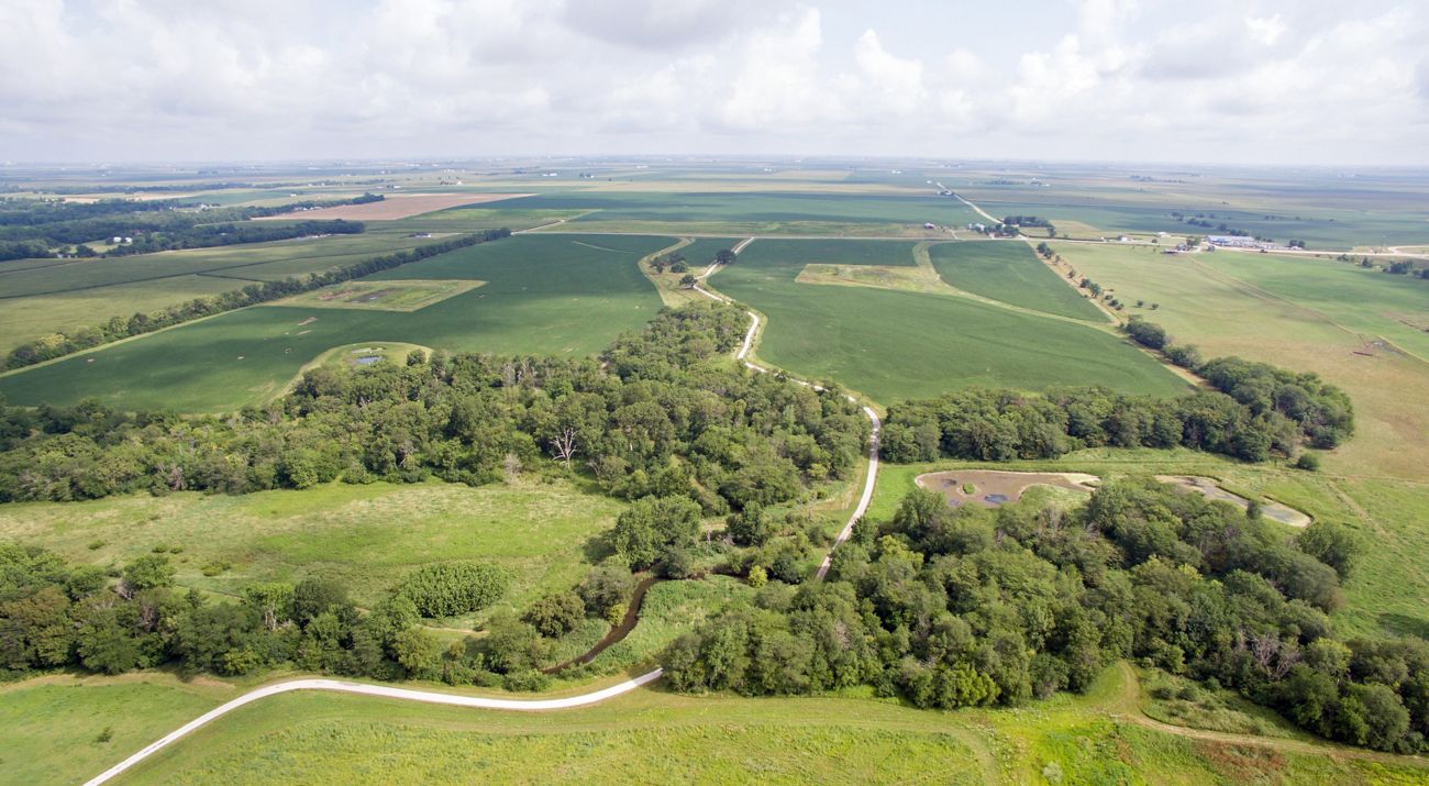 An aerial photo of the Franklin Farm.