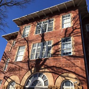A historic multistory brick building.