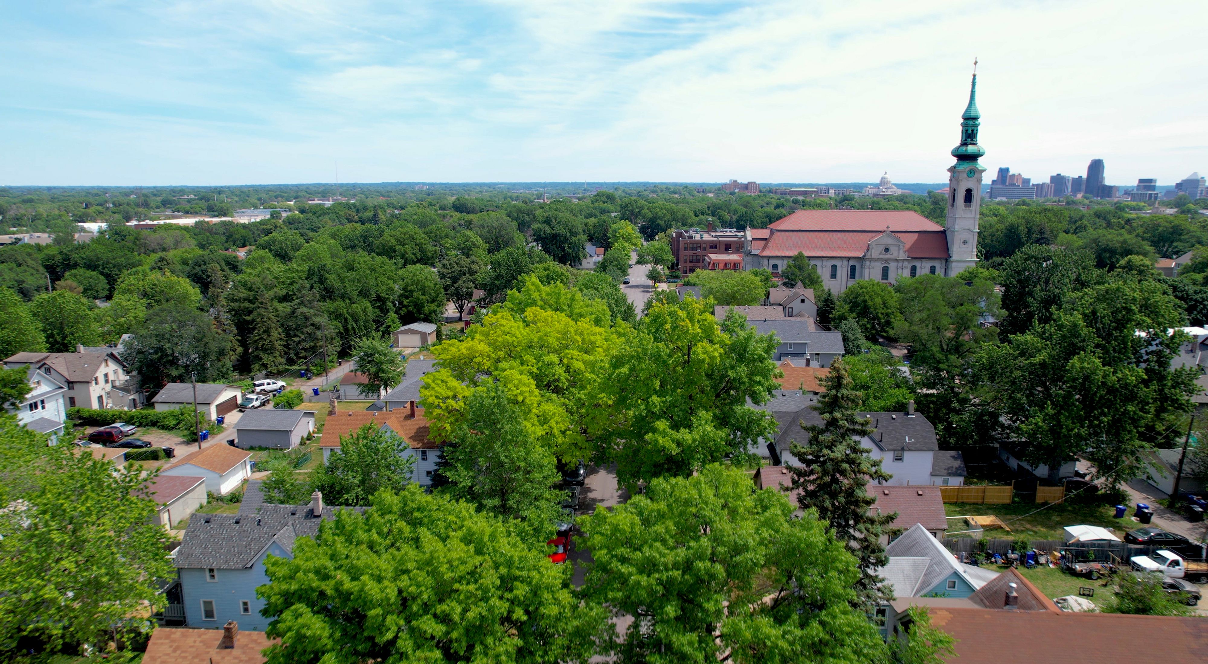 Aerial view of St. Paul's Frogtown neighborhood.