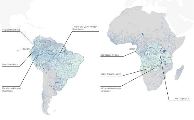 Map showing the location of freshwater fisheries projects globally as of April 2025.