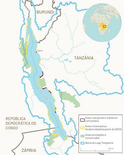 Mapa da área do projeto de pesca de água doce do Lago Tanganica.