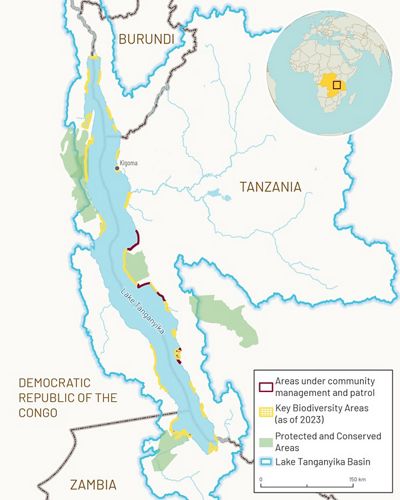Map of Lake Tanganyika freshwater fisheries project area.