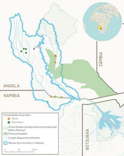 Mapa da área do projeto em Angola.