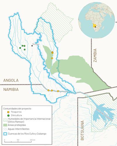 Mapa del área del proyecto en Angola.