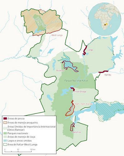 Mapa da área do projeto na Zâmbia.