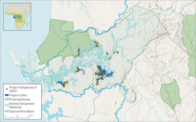 Map of project area in Gabon.