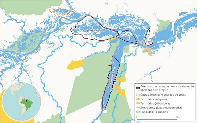 Mapa da área do projeto no Brasil.