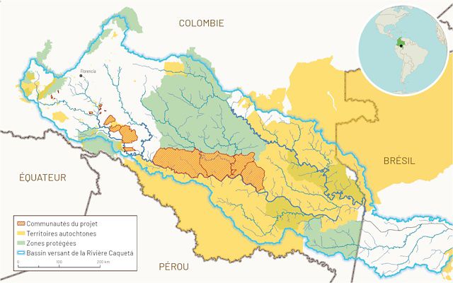 Carte montrant les zones de projets de pêche en eau douce en Colombie.