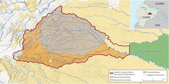 Map of Ecuador's fluvial reserve