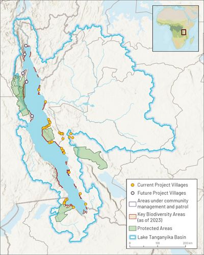 Map of Lake Tanganyika freshwater fisheries project area.