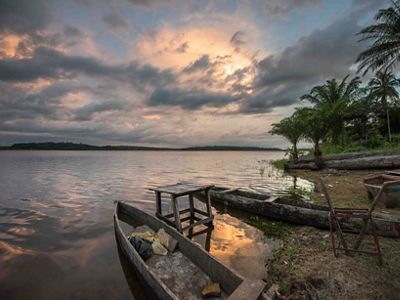 Sunset over a lake