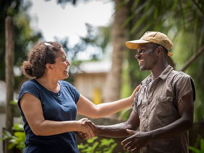 Man and woman shaking hands