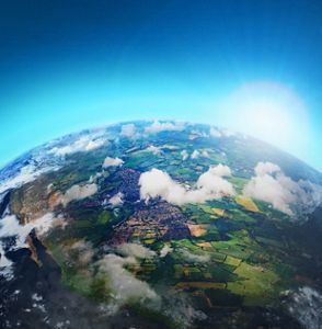 Aerial view of the Earth showing diverse landscapes