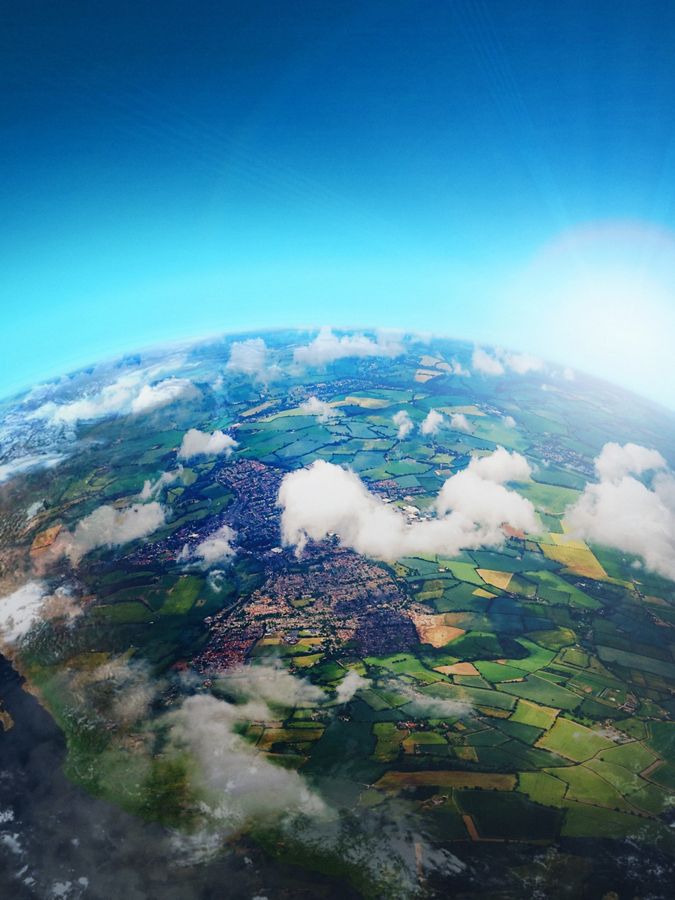 Aerial view of the Earth showing diverse landscapes