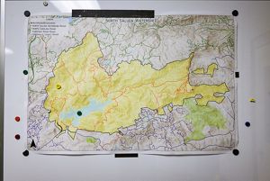 A map of the North Saluda Reservoir shows where burn crews will work.