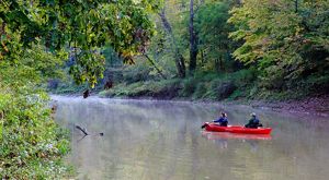 People canoeing on the Grand River.