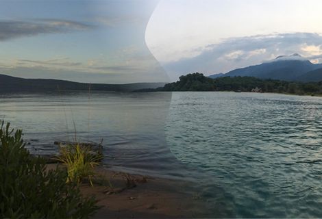 On the left is Lake Superior. The image transitions into Lake Tanganyika.