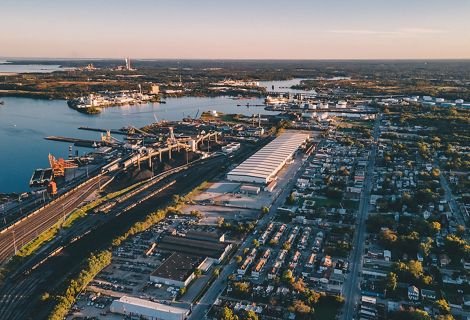 A aerial view of the City of Baltimore