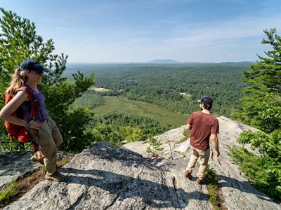 The view from Hawk Mountain of the Sebago Lake watershed.