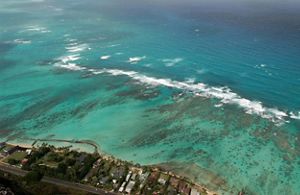 aerial view of coastal reef.
