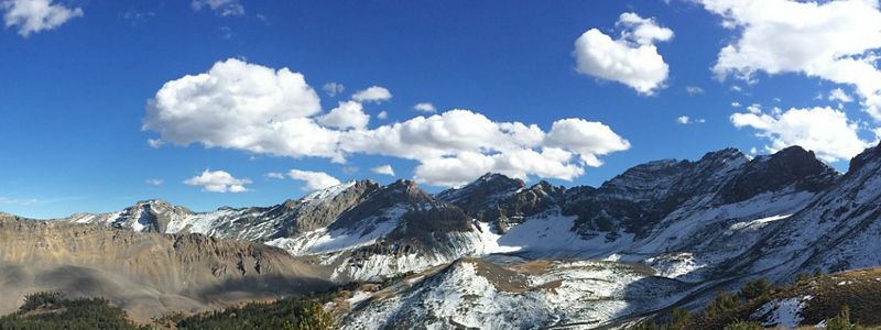 snow-sprinkled mountain peaks.