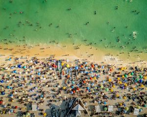 Praia do Pontal, at Recreio dos Bandeirantes in Rio de Janeiro on the first day after the beaches lockdown.