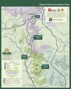 A trail map of Head of Crow State Park shows the different trails visitors can enjoy.