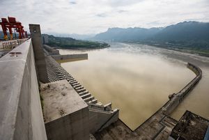 The Yangtze River flows across China and empties into the East China Sea near the historic city of Shanghai.