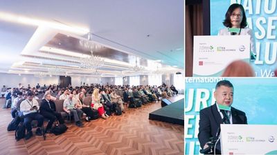 Conference overview at the 2026 Hong Kong International Nature-based Solutions Action Week(left), with Ms Chen Danhong (MNR) (top right) and Mr Gu Zhixin (MNR) (bottom left).