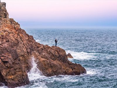 on the sea cliffs in Hong Kong.