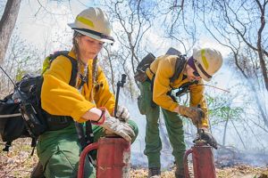 Prescribed fire burns a patch of grass at Nachusa.