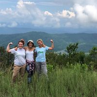 Interns in the Leaders in Environmental Action for the Future program flex their muscles on Warm Springs Mountain.
