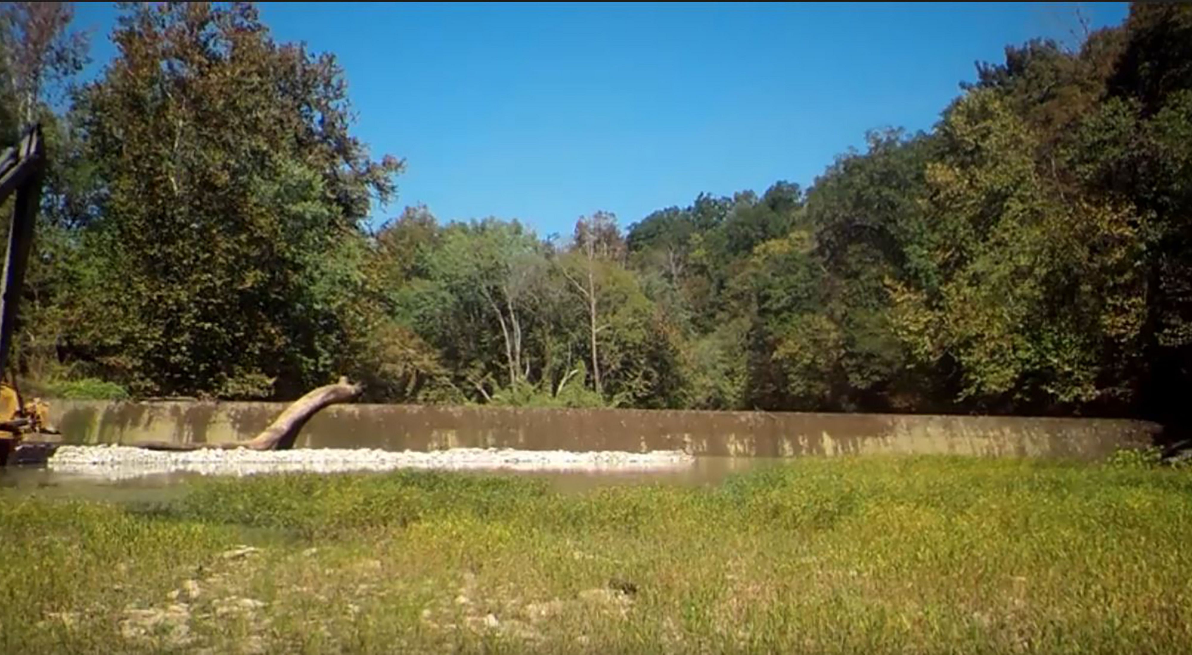 Low-head dam on Big Indian Creek, removed in 2019.