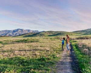 A family hiking.