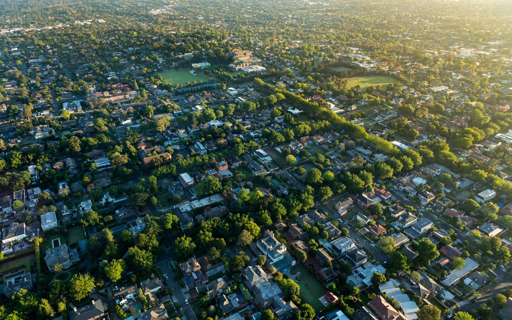 A suburb of Melbourne at sunrise.