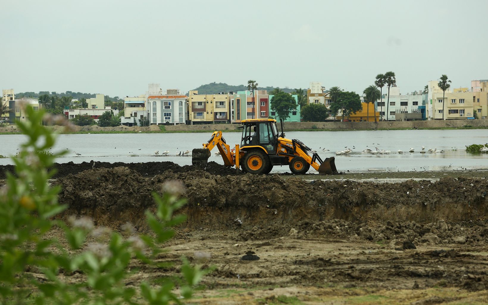 
                
                  Scooping out mud and deepening the lake by removing silt
                  © TNC
                
              